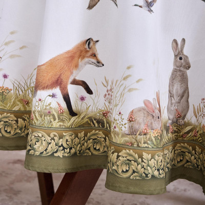 Скатерть круглая" ОХОТА" 150 см ,100% хлопок,зеленый ,твил, пропитка LEFARD 850-751-23-8