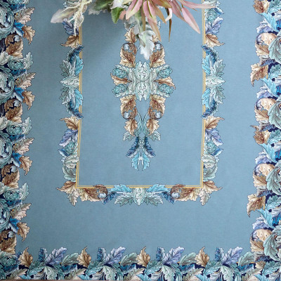 Скатерть " ЛИСТЬЯ МОРРИСА" 140х180см , 100% хлопок, синий , твил, пропитка LEFARD 850-752-2-9