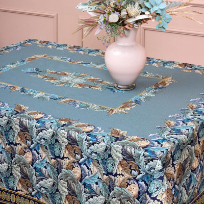 Скатерть " ЛИСТЬЯ МОРРИСА" 140х180см , 100% хлопок, синий , твил, пропитка LEFARD 850-752-2-10