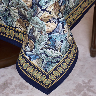 Скатерть " ЛИСТЬЯ МОРРИСА" 140х180см , 100% хлопок, синий , твил, пропитка LEFARD 850-752-2-3