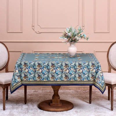 Скатерть " ЛИСТЬЯ МОРРИСА" 140х180см , 100% хлопок, синий , твил, пропитка LEFARD 850-752-2