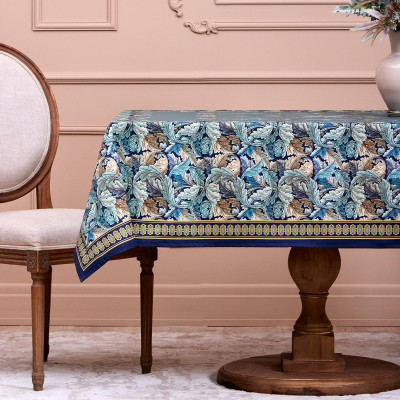 Скатерть " ЛИСТЬЯ МОРРИСА" 140х180см , 100% хлопок, синий , твил, пропитка LEFARD 850-752-2-5