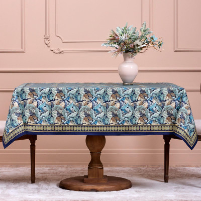 Скатерть " ЛИСТЬЯ МОРРИСА" 140х180см , 100% хлопок, синий , твил, пропитка LEFARD 850-752-2-6