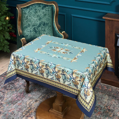 Скатерть "ЛИСТЬЯ МОРРИСА" gold stripe 110х140см , 100% хлопок, твил, пропитка LEFARD 850-752-20-10