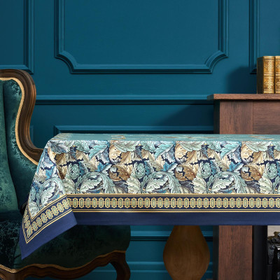 Скатерть "ЛИСТЬЯ МОРРИСА" gold stripe 110х140см , 100% хлопок, твил, пропитка LEFARD 850-752-20-11