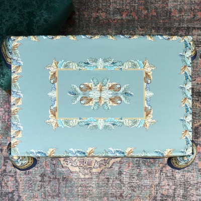 Скатерть "ЛИСТЬЯ МОРРИСА" gold stripe 110х140см , 100% хлопок, твил, пропитка LEFARD 850-752-20-12