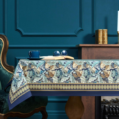 Скатерть "ЛИСТЬЯ МОРРИСА" gold stripe 110х140см , 100% хлопок, твил, пропитка LEFARD 850-752-20-8