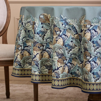 Скатерть круглая "ЛИСТЬЯ МОРРИСА"190 см ,100% хлопок ,синий, твил, пропитка LEFARD 850-752-22-4