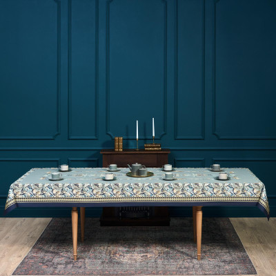 Скатерть "ЛИСТЬЯ МОРРИСА" gold stripe 140х300см , 100% хлопок, твил, пропитка LEFARD 850-752-23-9