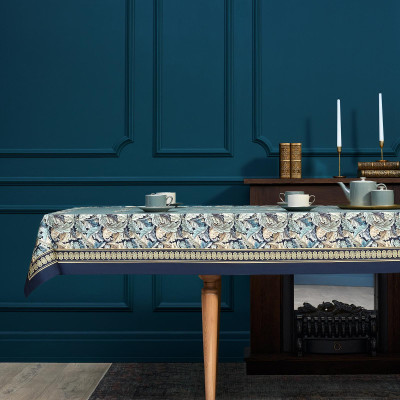 Скатерть "ЛИСТЬЯ МОРРИСА" gold stripe 140х300см , 100% хлопок, твил, пропитка LEFARD 850-752-23-10