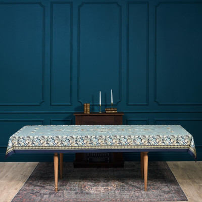 Скатерть "ЛИСТЬЯ МОРРИСА" gold stripe 140х300см , 100% хлопок, твил, пропитка LEFARD 850-752-23-11