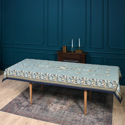 Скатерть "ЛИСТЬЯ МОРРИСА" gold stripe 140х300см , 100% хлопок, твил, пропитка LEFARD 850-752-23-12