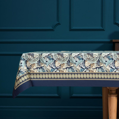 Скатерть "ЛИСТЬЯ МОРРИСА" gold stripe 140х300см , 100% хлопок, твил, пропитка LEFARD 850-752-23-13