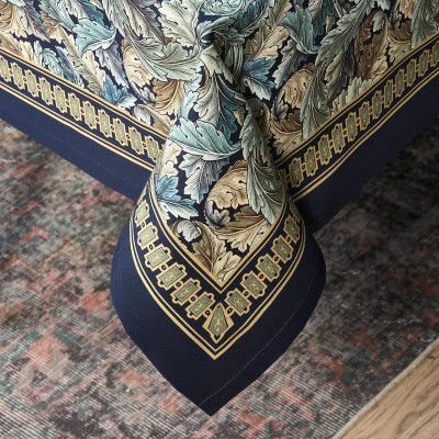 Скатерть "ЛИСТЬЯ МОРРИСА" gold stripe 140х300см , 100% хлопок, твил, пропитка LEFARD 850-752-23-14