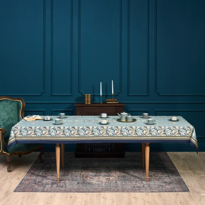 Скатерть "ЛИСТЬЯ МОРРИСА" gold stripe 140х300см , 100% хлопок, твил, пропитка LEFARD 850-752-23-3