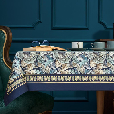 Скатерть "ЛИСТЬЯ МОРРИСА" gold stripe 140х300см , 100% хлопок, твил, пропитка LEFARD 850-752-23-4