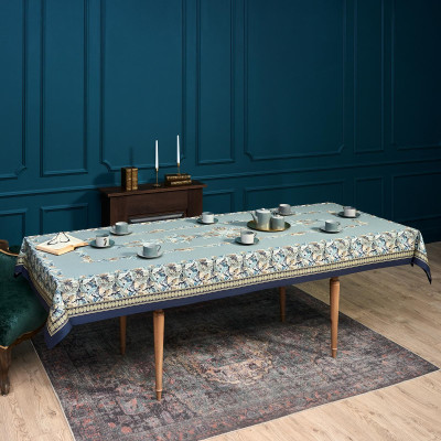 Скатерть "ЛИСТЬЯ МОРРИСА" gold stripe 140х300см , 100% хлопок, твил, пропитка LEFARD 850-752-23-6