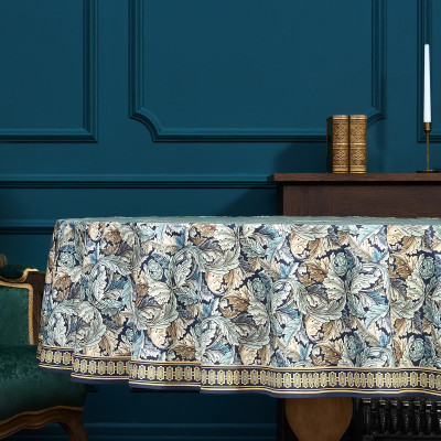 Скатерть круглая "ЛИСТЬЯ МОРРИСА" gold stripe d150 см , 100% хлопок , твил, пропитка LEFARD 850-752-26-9