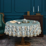 Скатерть круглая "ЛИСТЬЯ МОРРИСА" gold stripe d150 см , 100% хлопок , твил, пропитка LEFARD 850-752-26