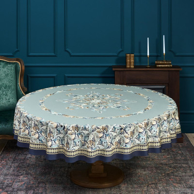 Скатерть круглая "ЛИСТЬЯ МОРРИСА" gold stripe d220 см , 100% хлопок , твил, пропитка LEFARD 850-752-27-8