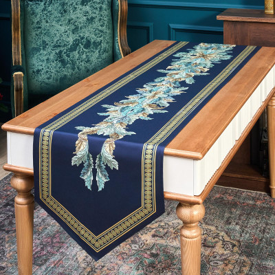 Дорожка "ЛИСТЬЯ МОРРИСА" green stripe 45х300см, 100% хлопок,твил c пропиткой LEFARD 850-752-35-3