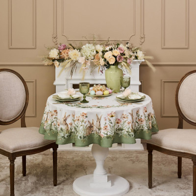 Скатерть круглая "SENSE" 190см ,зеленый 100%хлопок, твил с пропиткой LEFARD 850-753-22