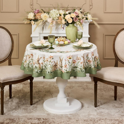 Скатерть круглая "SENSE" 150см ,зеленый 100%хлопок, твил с пропиткой LEFARD 850-753-23-2