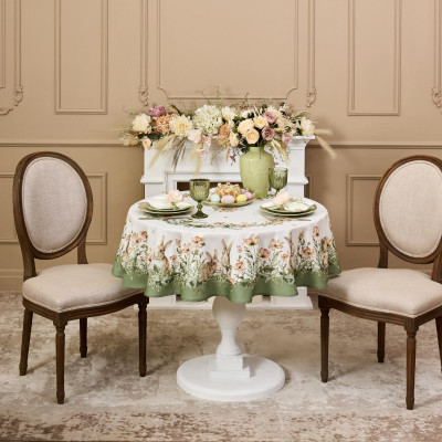 Скатерть круглая "SENSE" 150см ,зеленый 100%хлопок, твил с пропиткой LEFARD 850-753-23