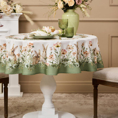 Скатерть круглая "SENSE" 150см ,зеленый 100%хлопок, твил с пропиткой LEFARD 850-753-23-4