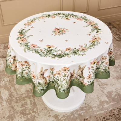 Скатерть круглая "SENSE" 150см ,зеленый 100%хлопок, твил с пропиткой LEFARD 850-753-23-5