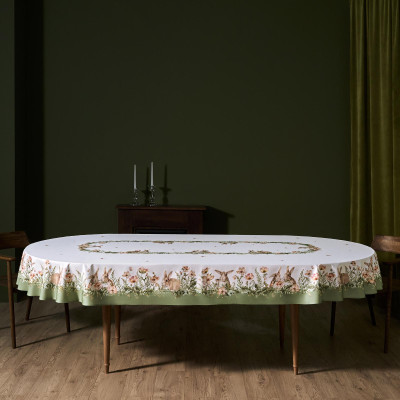 Скатерть овальная " SENSE" , 180х300см , зеленый, 100%хлопок , твил LEFARD 850-753-42-14