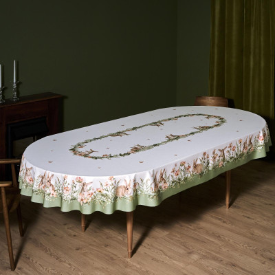 Скатерть овальная " SENSE" , 180х300см , зеленый, 100%хлопок , твил LEFARD 850-753-42-15