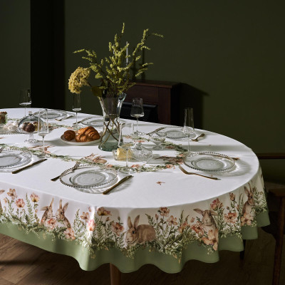 Скатерть овальная " SENSE" , 180х300см , зеленый, 100%хлопок , твил LEFARD 850-753-42-23