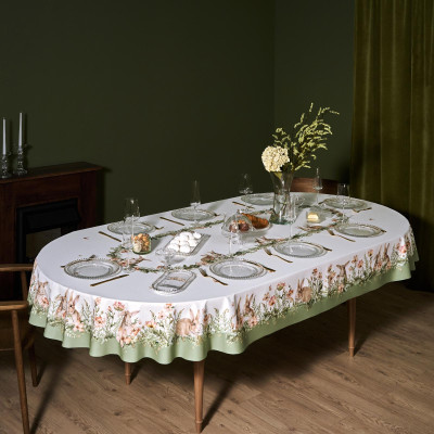 Скатерть овальная " SENSE" , 180х300см , зеленый, 100%хлопок , твил LEFARD 850-753-42-25