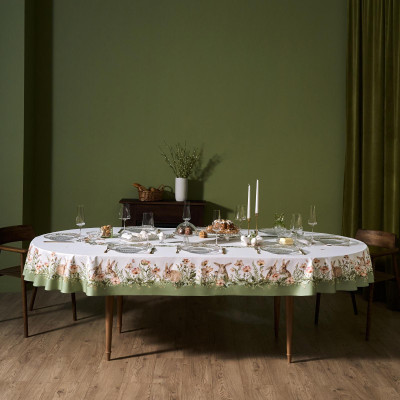 Скатерть овальная " SENSE" , 180х300см , зеленый, 100%хлопок , твил LEFARD 850-753-42