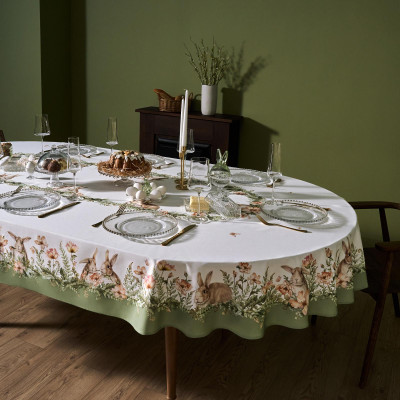 Скатерть овальная " SENSE" , 180х300см , зеленый, 100%хлопок , твил LEFARD 850-753-42-5