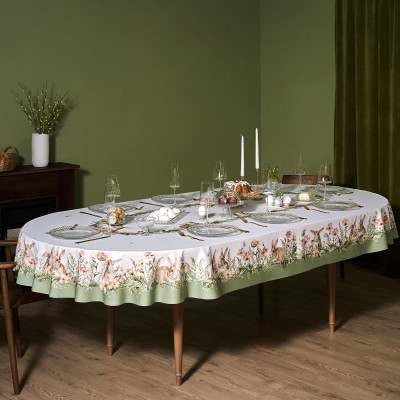 Скатерть овальная " SENSE" , 180х300см , зеленый, 100%хлопок , твил LEFARD 850-753-42-6