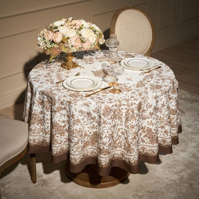 Скатерть круглая " ROYAL GARDEN" 190 см,белый ,100% хлопок ,твил с пропиткой LEFARD 850-754-23-3