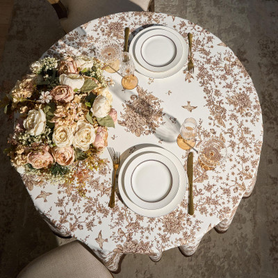 Скатерть круглая " ROYAL GARDEN" 190 см,белый ,100% хлопок ,твил с пропиткой LEFARD 850-754-23-6