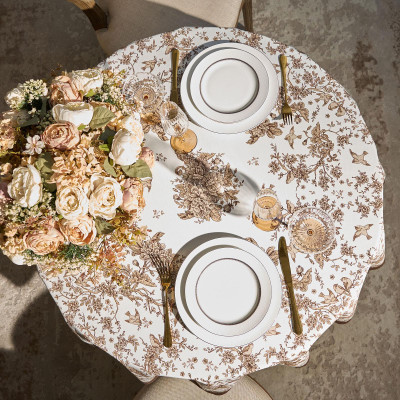 Скатерть круглая " ROYAL GARDEN" 150 см,белый ,100% хлопок ,твил с пропиткой LEFARD 850-754-24-11