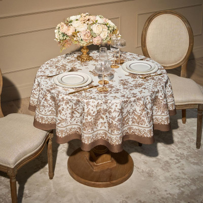 Скатерть круглая " ROYAL GARDEN" 150 см,белый ,100% хлопок ,твил с пропиткой LEFARD 850-754-24-3