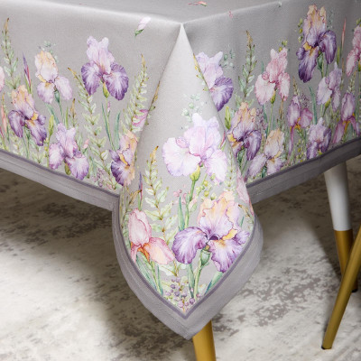 Скатерть "ИРИСЫ" 140х180см ,серый, 100% хлопок,твил пропитка LEFARD 850-755-2-9