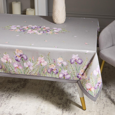 Скатерть "ИРИСЫ" 140х180см ,серый, 100% хлопок,твил пропитка LEFARD 850-755-2-10