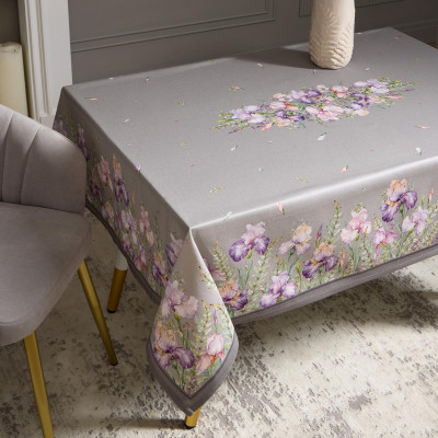 Скатерть "ИРИСЫ" 140х180см ,серый, 100% хлопок,твил пропитка LEFARD 850-755-2-11