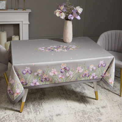 Скатерть "ИРИСЫ" 140х180см ,серый, 100% хлопок,твил пропитка LEFARD 850-755-2-3