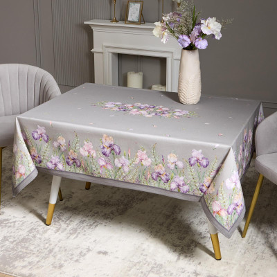 Скатерть "ИРИСЫ" 140х180см ,серый, 100% хлопок,твил пропитка LEFARD 850-755-2-5