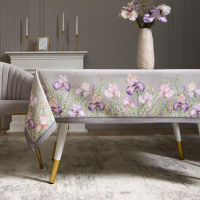 Скатерть "ИРИСЫ" 140х180см ,серый, 100% хлопок,твил пропитка LEFARD 850-755-2-6