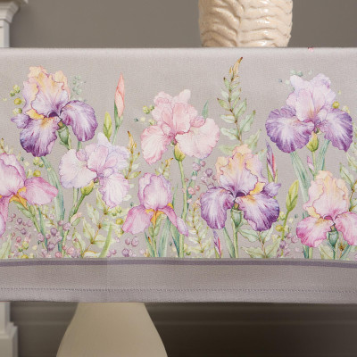 Скатерть ирисы 110х140см ,серый, 100% хлопок,твил пропитка LEFARD 850-755-20-7