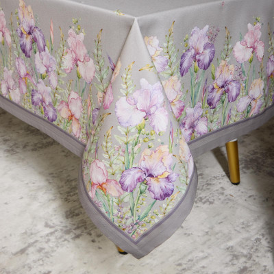 Скатерть "ИРИСЫ" 160х220см ,серый, 100% хлопок,твил пропитка LEFARD 850-755-21-9