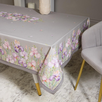 Скатерть "ИРИСЫ" 160х220см ,серый, 100% хлопок,твил пропитка LEFARD 850-755-21-10